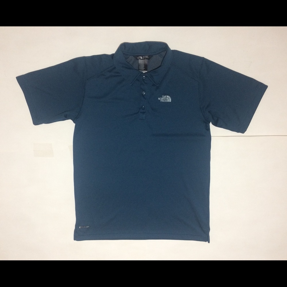 The North Face Mens Small Blue Polo Flashdry Snap